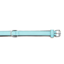 Gloria Collar para Perros de Piel Auténtica Acolchado Suave Triple Capa - Azul 30 cm x 1.5 cm, Confort Máximo Anti-Roce