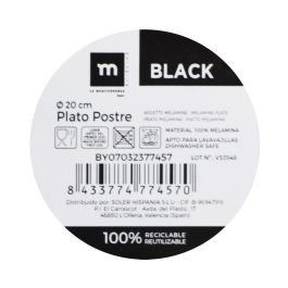 Plato Postre Melamine Black 20 cm - La Mediterranea (24 Unidades) Plato Postre Melamine Black 20 cm - La Mediterranea (24 Unidades)