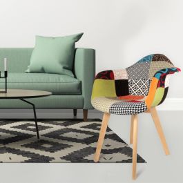 Home Deco Factory Silla Butaca Tela Patchwork Aporta Calidez Color Hogar