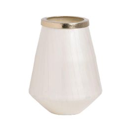 Jarrón Blanco Dorado Aluminio Cristal 23 x 23 x 29 cm Precio: 46.99723853. SKU: B1DPFBLHLY