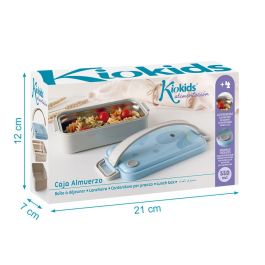 KioKids Caja Almuerzo Acero Inoxidable Dino Azul Dolci Amici +4 meses 550ml