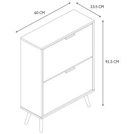 Home Deco Factory Mueble Zapatero 2 Puertas Essentiel, Diseño Bicolor Madera y Blanco, 60x23.5x91.5 cm