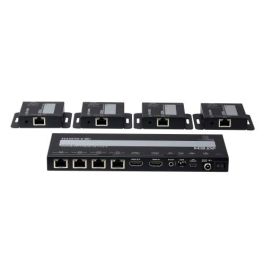 Aten VS1824KIT-AT-G Splitter HDMI 4 Puertos 4K con Salida Local HDMI, Receptores IR y POC, Negro, Metal