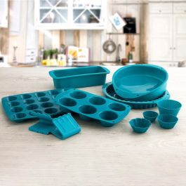 Quid Molde Repostería Silicona Ozon, Pack de 6 Unidades, 26,5x16,6 cm. Apto Horno, Congelador y Lavavajillas. Azul.