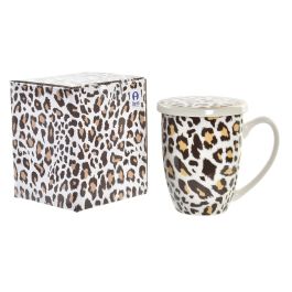 DKD Home Decor Mug Infusiones Porcelana 380ml Diseño Leopardo Colonial Marrón Blanco Apto Microondas Lavavajillas (6 Unidades) DKD Home Decor Mug Infusiones Porcelana 380ml Diseño Leopardo Colonial Marrón Blanco Apto Microondas Lavavajillas (6 Unidades)