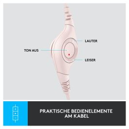 Logitech H390 Auriculares con Micrófono con Cancelación de Ruido, USB-A, Supraaurales, Diadema, Color Rosa