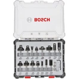 Bosch 2607017472 Juego de brocas para fresadora, 15 piezas, vástago de 8 mm, compatible con fresadoras