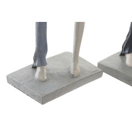 DKD Home Decor Figura Urban Rosa Gris 10 x 37 x 18 cm (2 Unidades)