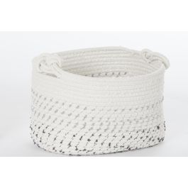 DKD Home Decor Cesta Boho Blanco Negro Algodón Set de 4 Piezas 36 x 33 x 36 cm