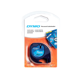 Dymo Cinta 91205 Negro Sobre Azul 12mm x 4M Plástico Rotuladora Letratag