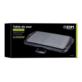 Edm Tabla de asar efecto piedra 2000W, superficie 52x27 cm, temperatura regulable, bandeja recogegrasas, 61.5x31x8 cm
