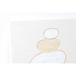 DKD Home Decor Cuadro Scandi de Lienzo y Madera de Pino Beige Blanco Multicolor 60x120x3.8 cm - Set de 2 Unidades con Piedras