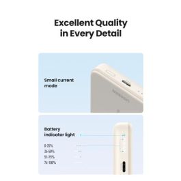 UGREEN 25208 Batería Externa 10000 mAh Cargador Inalámbrico Beige para iPhone 12-15 Series, Carga Rápida PD 20W