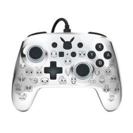 Power A 1522785-01 Mando con Cable Mejorado para Nintendo Switch - Pikachu Negro/Plata, Compatible con Switch OLED y Switch, Botones Asignables, Cable USB-C 3m