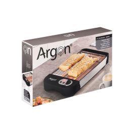 Argon Tostador Plano Negro 600W - Acero Inoxidable y Plástico - 40.5x6.5x21.5 cm para Uso Doméstico (Set de 6)