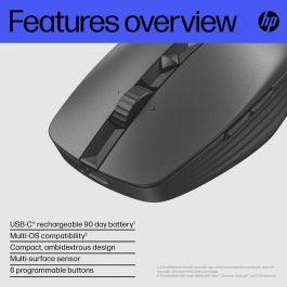 HP Ratón 715 Inalámbrico Multidispositivo 3000Dpi Recargable Negro