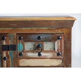 Giner Y Colomer Aparador Madera Reciclada Multicolor 80x110 cm 2 Puertas 3 Cajones