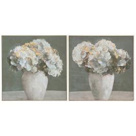 DKD Home Decor Cuadro Shabby Lienzo Verde Menta Gris 82x82 cm Florero Hortensia (2 Unidades) Precio: 120.78999966. SKU: B1DAJJS2ZG