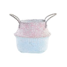 DKD Home Decor Cesta Mediterraneo de Fibra Bicolor Rosa y Azul Celeste 25x25x25 cm Precio: 7.12206. SKU: S3029024
