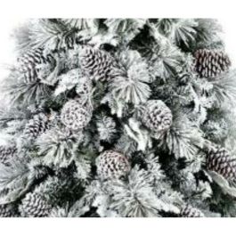 DKD Home Decor Alpina Árbol de Navidad Blanco 180 cm con LED, 584 Ramas, Piñas y Luz Cálida