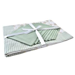 DKD Home Decor Mantel Vichy sweet Shabby Verde 250 x 150 cm Set de 9