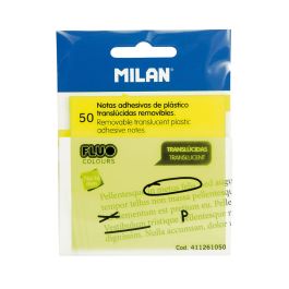 Milan Bloc Notas Adhesivas Removibles 50H 76x76 Plástico Translúcidas Amarillo Fluorescente