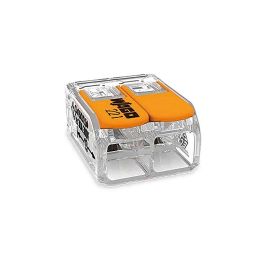 Wago Conector rápido con palanca 2 vías, Ø máximo 6 mm², 450V, 41A, transparente, policarbonato, 16x21.1x10.1 mm Precio: 1.5900005. SKU: B1BV8BPDS8