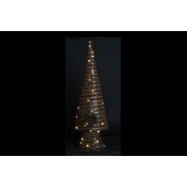 DKD Home Decor Árbol de Navidad Natural Cobrizo Ratán LED 100x32x18 cm