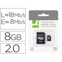 Q-connect Tarjeta de Memoria Micro SD Flash 8 GB Clase 4 con Adaptador Precio: 4.58999948. SKU: B1569D2L7T