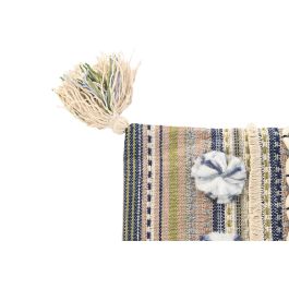 DKD Home Decor Funda Cojín de Poliéster Multicolor con Flecos y Cremallera 50x50 cm