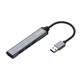 AISENS HUB USB 3.0 aluminio, tipo A/M-4xtipo A/H, gris, 10cm Precio: 7.69000012. SKU: B162JATSQ5