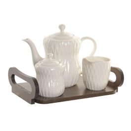 DKD Home Decor Tetera Colección Pengjia 25 Blanco Marron Oscuro Porcelana Bambu 25 x 18 x 28 cm Set de 4 Precio: 25.4999998. SKU: B1FZJPB2TC