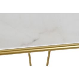 DKD Home Decor Consola Chic de Mármol Blanco y Estructura de Metal Plateado. Mueble de Recibidor. Medidas: 115x35x78 cm