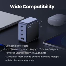 Ugreen 35043 Nexode S 100W Cargador Rápido GaN Gris con 4 Puertos USB para Portátil, Móvil, Tablet
