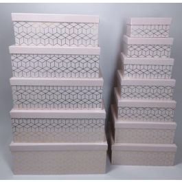 DKD Home Decor Caja Decorativa Rosa Dorado Set de 10 Piezas Cartón 37.5 x 37.5 x 18 cm
