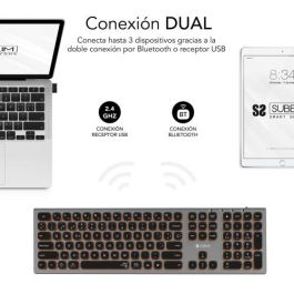 Subblim Teclado Bluetooth/2.4G Master Retroiluminado Extendido con Teclado Numérico y Conexión Multidispositivo USB-C Recargable QWERTY Español SUBKB-3MIE310
