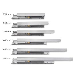 Emuca Cajón exterior Protone 30kg con guías de extracción total y cierre suave, Altura 131mm, profundidad 400mm, Acero, Gris antracita