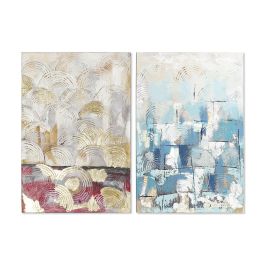 DKD Home Decor Cuadro Loft Abstracto Pintado a Mano Azul Rojo 120x80 cm (2 Unidades) Precio: 99.6900003. SKU: S3028254