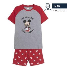 Pijama de Verano Mickey Mouse Rojo (Adultos) Hombre Gris S