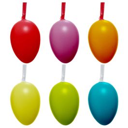 Decoris Conjunto de 6 Huevos de Pascua de Plástico para Pintar, Ø4x6cm, Colores Surtidos
