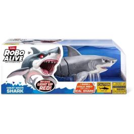 Zuru ZUR1721839408360 Juguete Interactivo Shark Attack Robo Alive Gran Tiburón Blanco con Movimientos Realistas y Ojos Brillantes