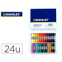 Manley Ceras 60 mm Colores Surtidos Estuche 24 Ud