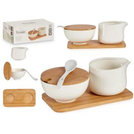 Set Azucarero Y Lechera Ceramica Y Bambu Vessia 19X7CM (12 Unidades)