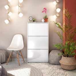 Forés/Arkit Zapatero Mueble 3 Puertas Abatibles Blanco Brillo Melamina 60x22x113cm
