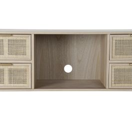 DKD Home Decor Mueble TV Scandi Rejilla Natural Dorado 120 x 60 x 42 cm