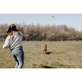 Hunter Juguete para Perro Flingerz Splash Tortuga con Lanzador Flotante de Neopreno, Chirriador y Lavable para Agua