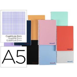 Cuaderno Espiral Liderpapel A5 Wonder Tapa Plastico 80H 90 gr Milimetrado 2 mm Colores Surtidos 5 unidades