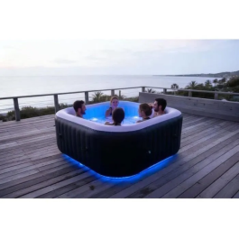 Sunspa Spa Hinchable Cuadrado para 6 Plazas con Tira LED