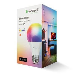 Nanoleaf Essentials Bombilla Inteligente LED E27 Matter y Thread, Luz Blanca y Colores, Fácil Control