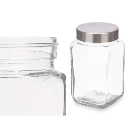 Vivalto Bote de Cristal Cuadrado 1L con Tapa de Acero, 10.5x18.5x10.5 cm (24 Unidades) Vivalto Bote de Cristal Cuadrado 1L con Tapa de Acero, 10.5x18.5x10.5 cm (24 Unidades)